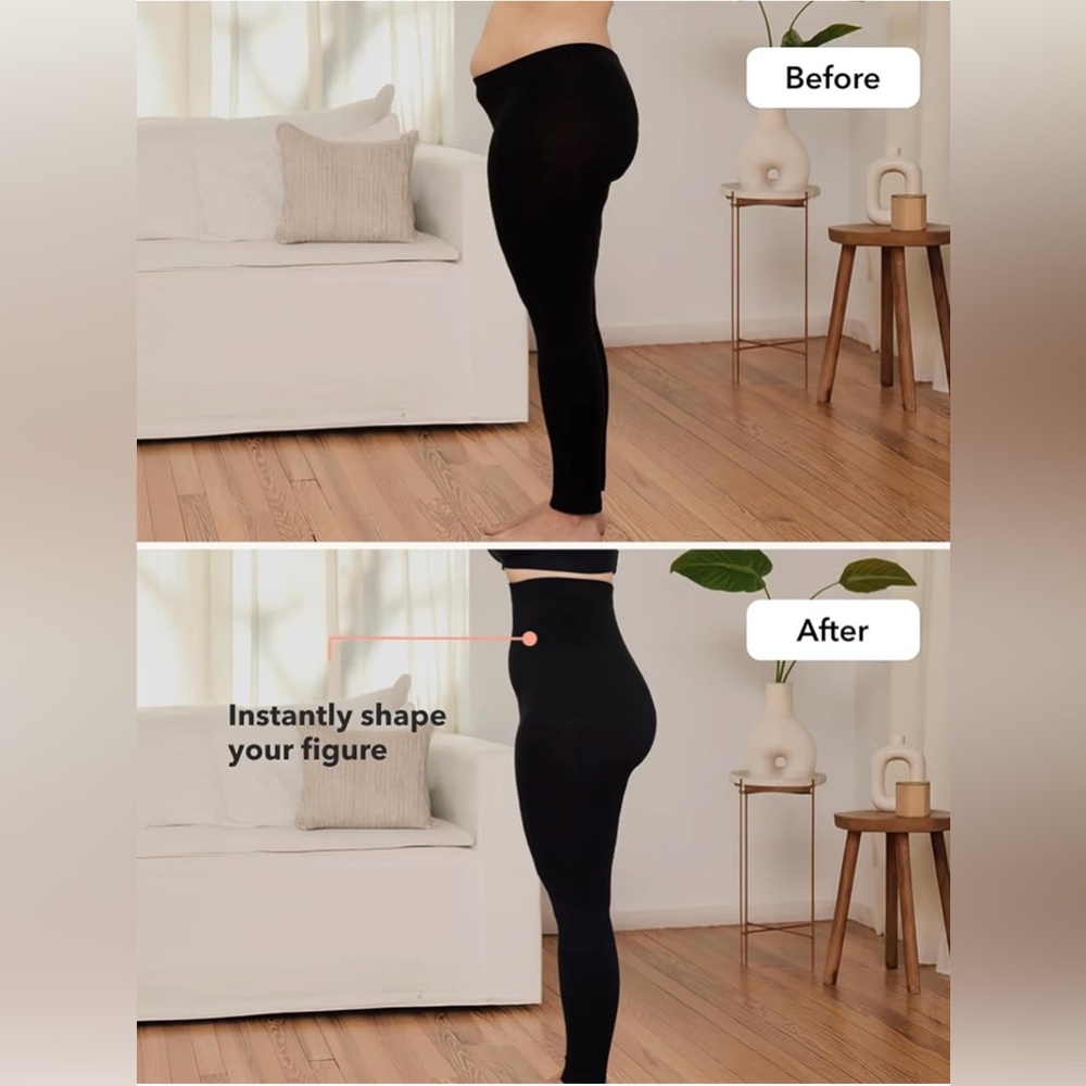 High-Waist Black Seamless Compression Leggings - Picture 5 of 8